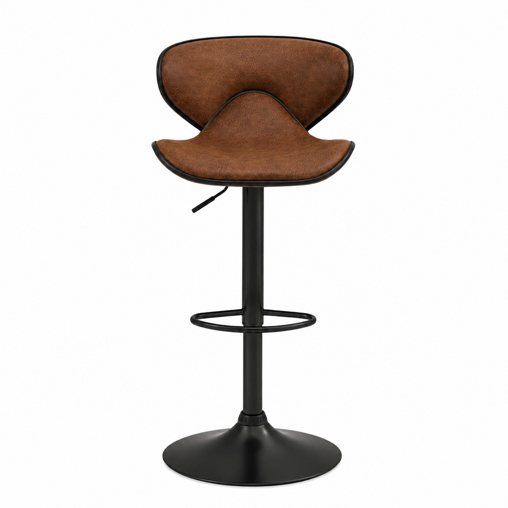 Tabouret de bar en cuir veilli