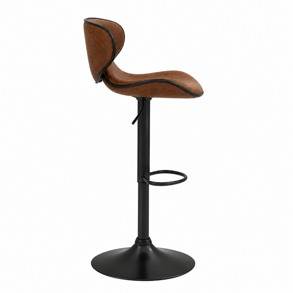 Tabouret de bar en cuir veilli