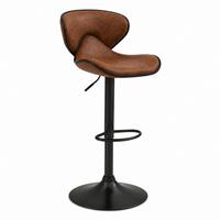 Tabouret de bar en cuir veilli