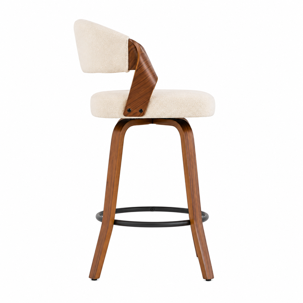 Tabourets de Bar Pivotants Modernes en Bois Courbé