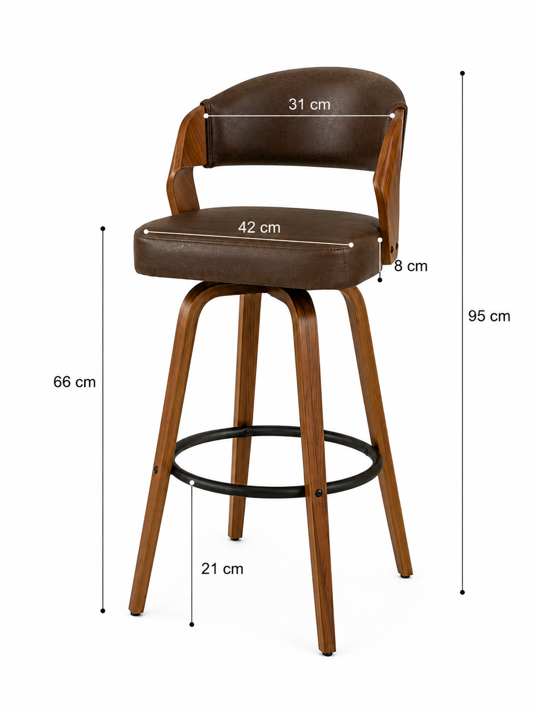 Tabourets de Bar Pivotants Modernes en Bois Courbé
