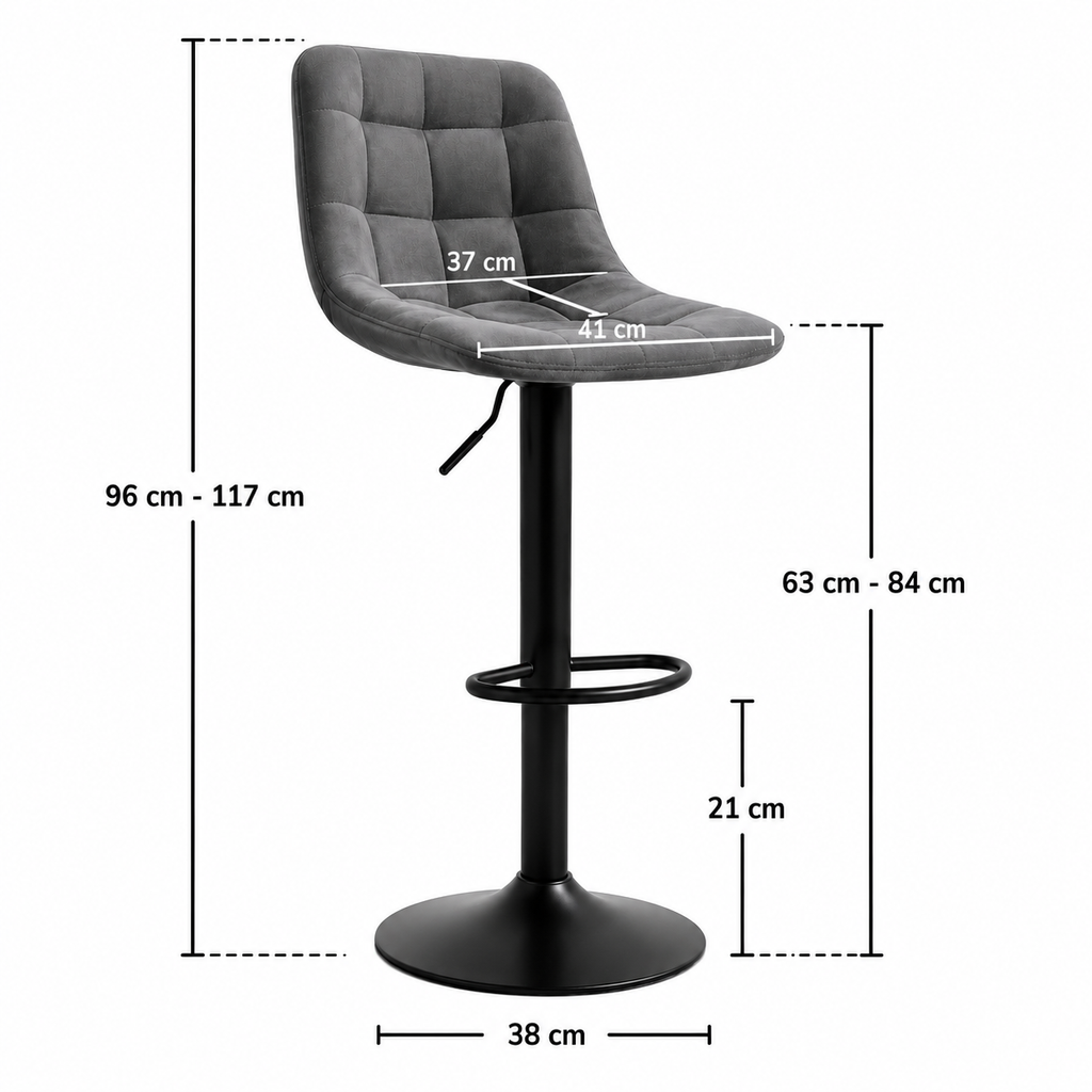 tabourets de bar pivotants gris foncé – Hauteur réglable, dossier ergonomique, assise rembourrée, repose-pieds, design moderne