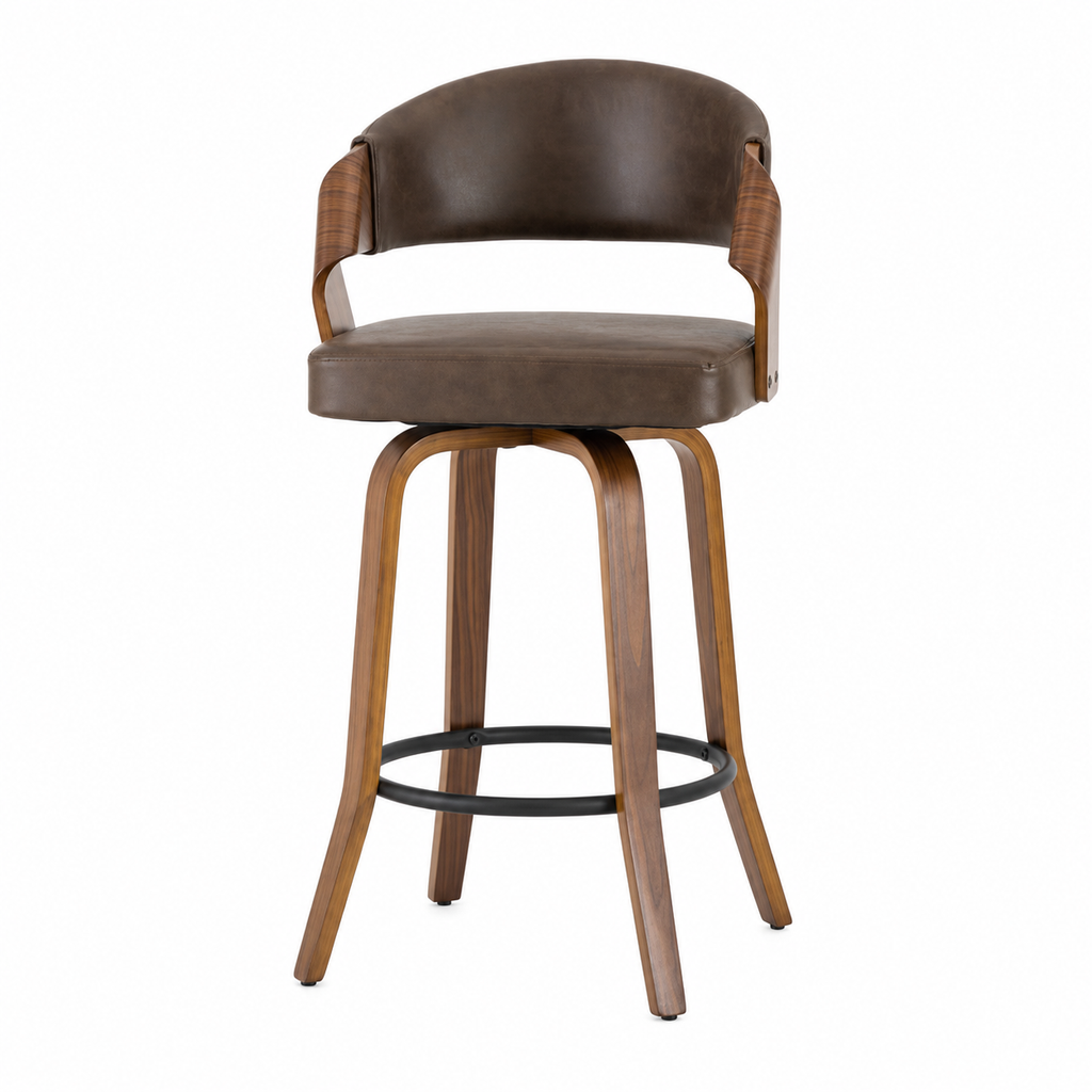 Tabourets de Bar Pivotants Modernes en Bois Courbé