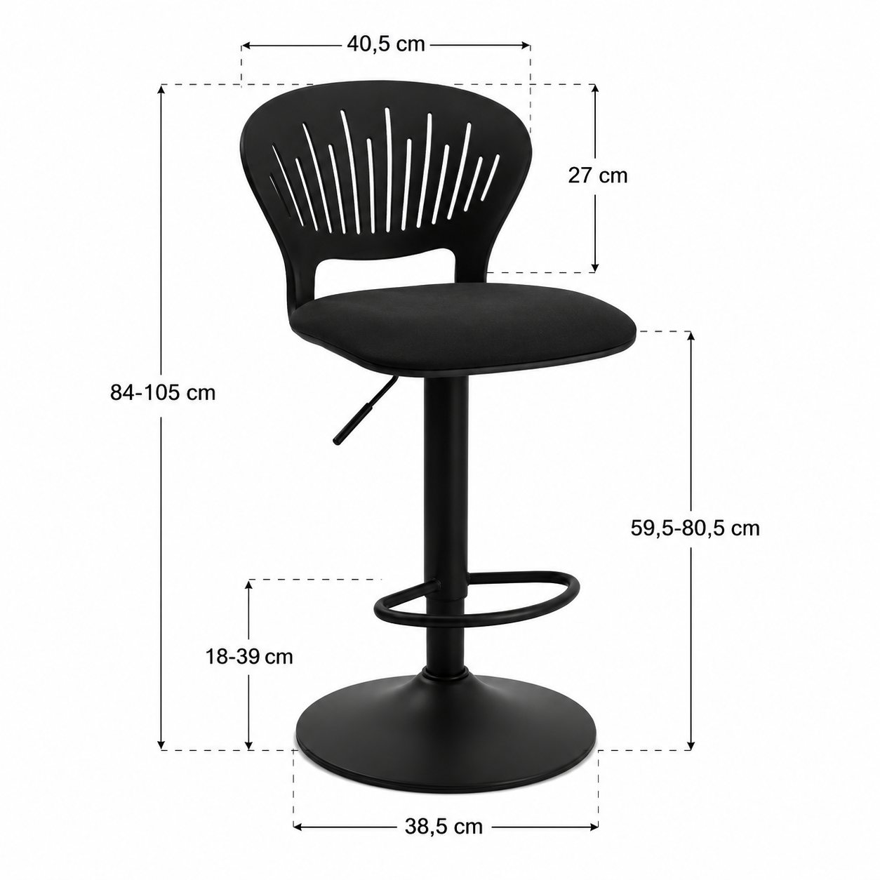 Tabouret de Bar Réglable Noir – Design Moderne et Confortable