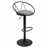 Tabouret de Bar Design Néo-Rétro Pivotant Réglable – Assise en Lin Gris & Repose-Pieds Métal Noir
