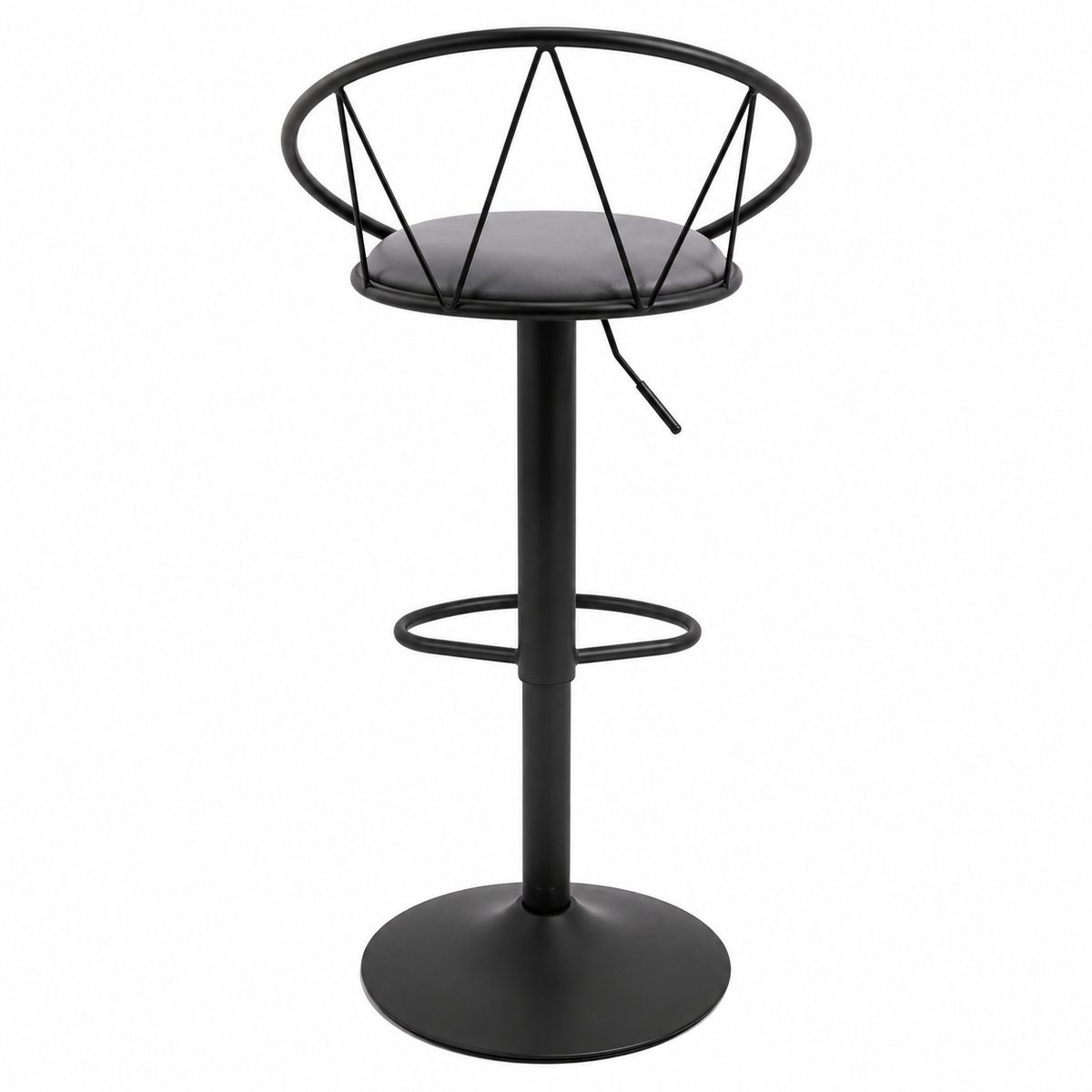 Tabouret de Bar Design Néo-Rétro Pivotant Réglable – Assise en Lin Gris & Repose-Pieds Métal Noir