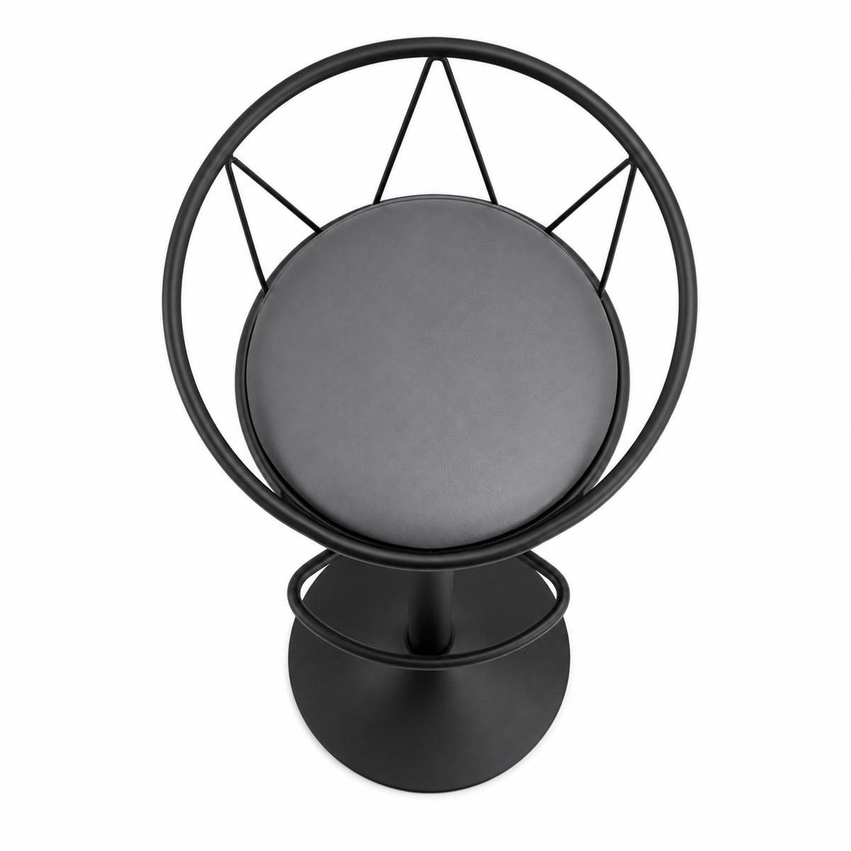 Tabouret de Bar Design Néo-Rétro Pivotant Réglable – Assise en Lin Gris & Repose-Pieds Métal Noir