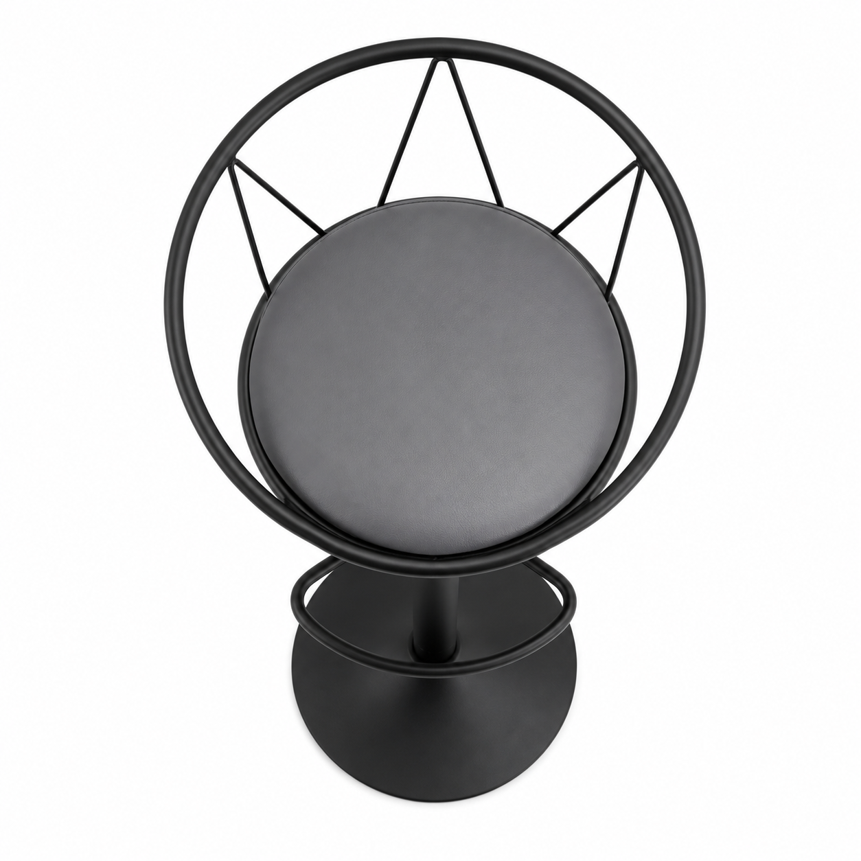 Tabouret de Bar Design Néo-Rétro Pivotant Réglable – Assise en Lin Gris & Repose-Pieds Métal Noir