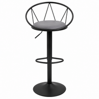 Tabouret de Bar Design Néo-Rétro Pivotant Réglable – Assise en Lin Gris & Repose-Pieds Métal Noir
