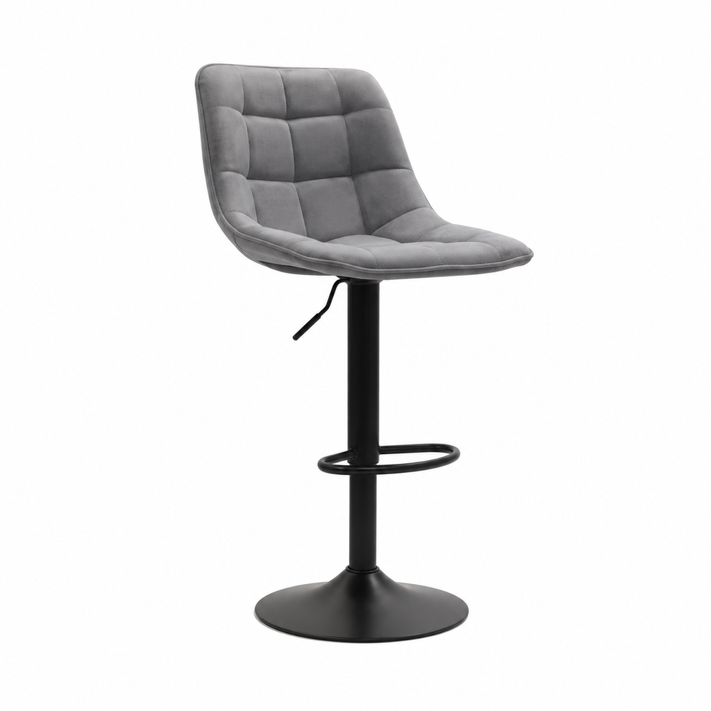 tabourets de bar pivotants gris foncé – Hauteur réglable, dossier ergonomique, assise rembourrée, repose-pieds, design moderne